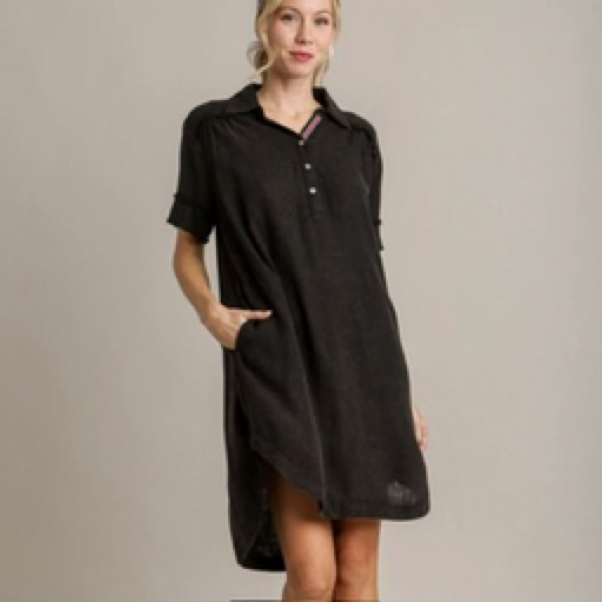 Umgee Linen Collared MIDI Dress in Ash Umgee Linen Collared MIDI Dress in Ash